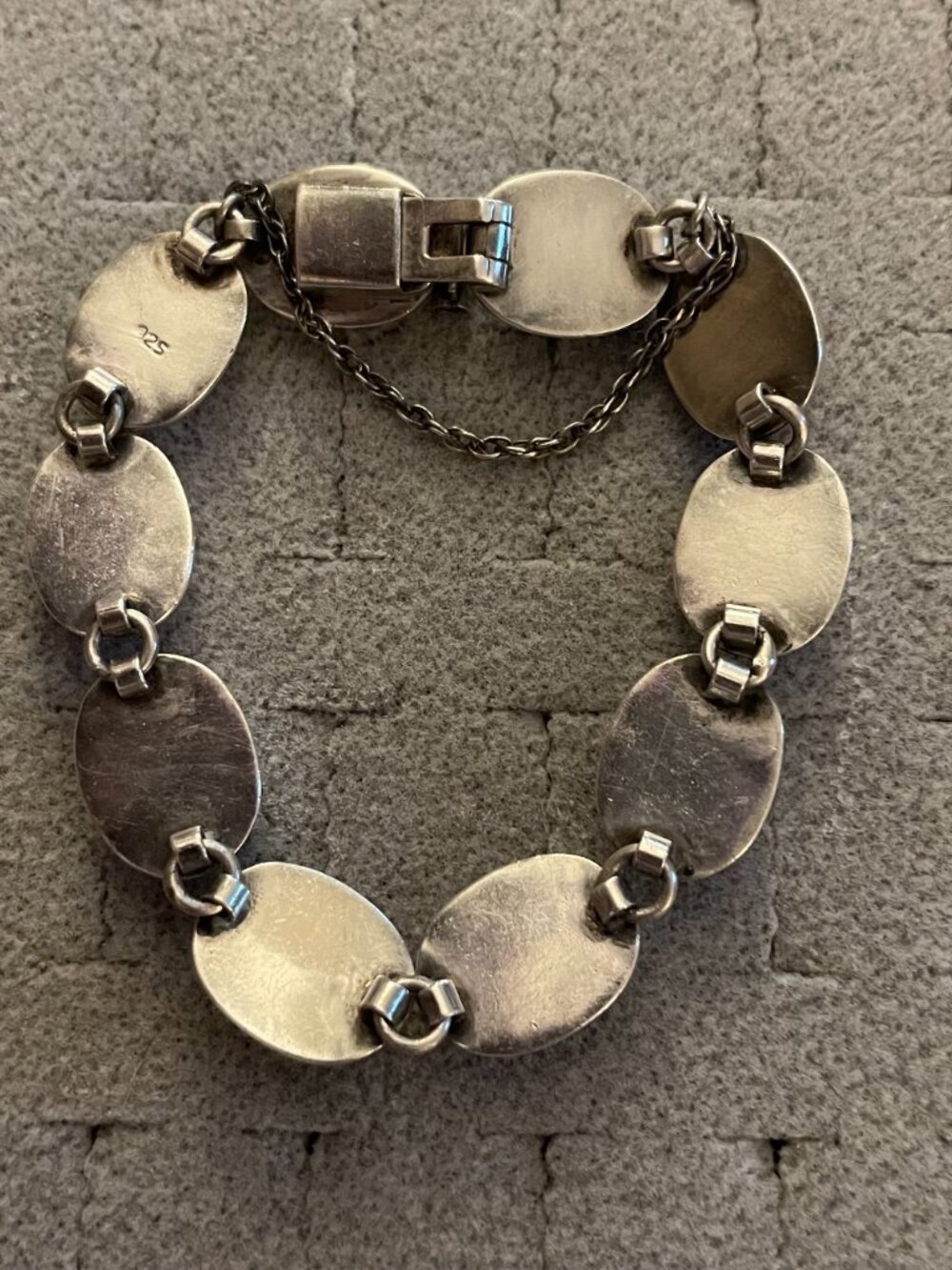 LAST Vintage TAXCO Bracelet Multi Stone 23 grams 7" 925 Mid Century Handmade - Picture 7 of 14